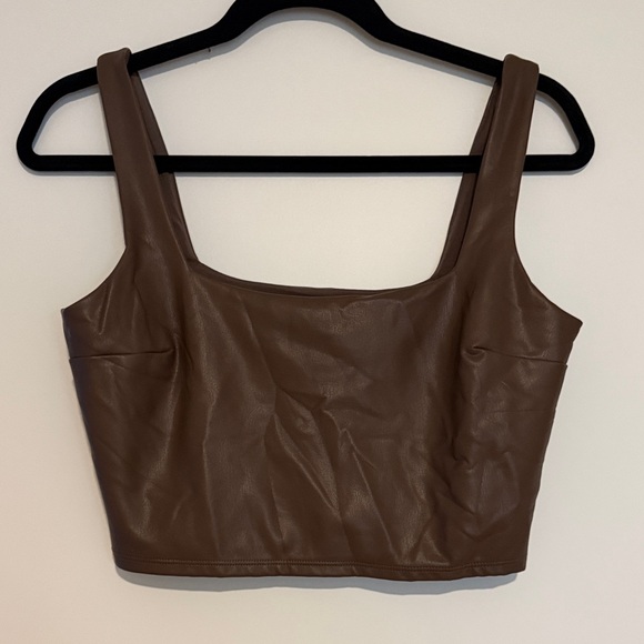 Express Chocolate Faux Leather Tank Top - Picture 1 of 3